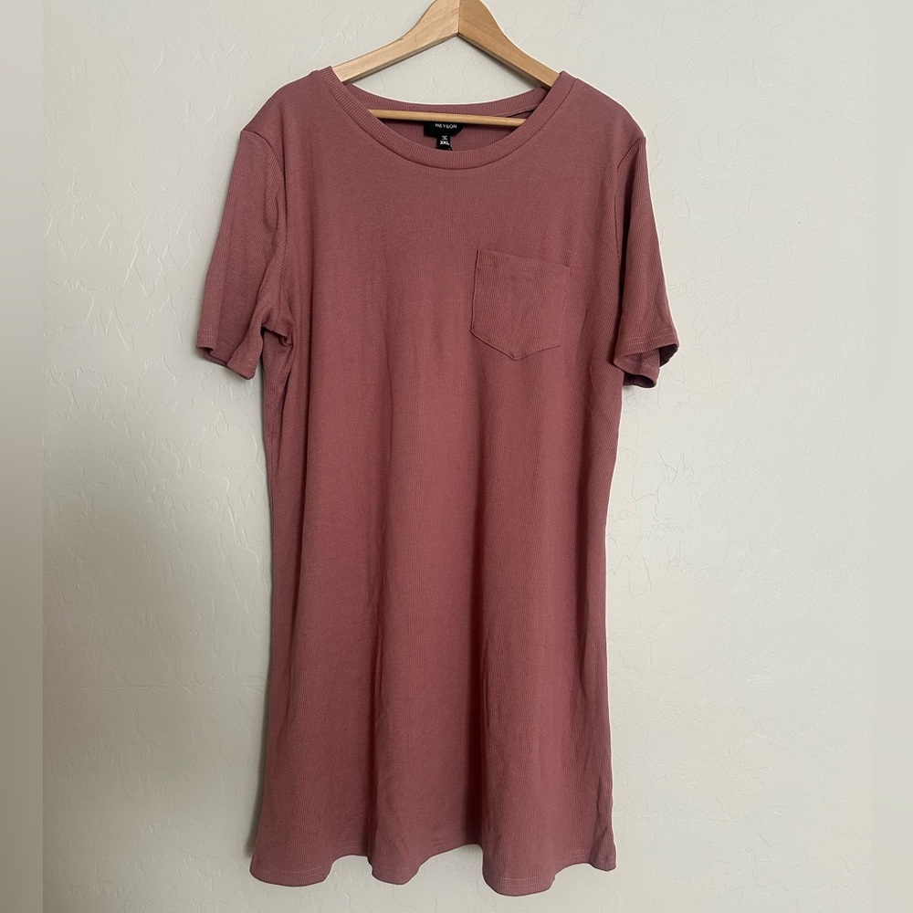 NWT Heyson Ribbed T Shirt Dress Dusty Rose Size 2X Women’s Plus